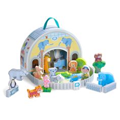 a play set with animals and people in it