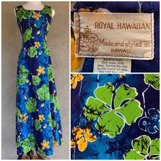 Vintage Hawaiian Cotton Barkcloth Muumuu Dress. Gorgeous Blue With Large Green Hibiscus Flowers, Long Back Zipper, Watteau Back Pleat. Excellent Condition With Some Very Small Marks As Shown In Photos. Freshly Cleaned And Steamed From A Smoke-Free Home. Size 10 Vintage Which Equals A Modern Size 6. See Photos For Measurements, Fabric Content, And Care. Green Hibiscus, Hawaiian Dresses, Muumuu Dress, Blue Hawaiian, Vintage Hawaiian, Hibiscus Flowers, Mild Soap, Hibiscus, Blue Green