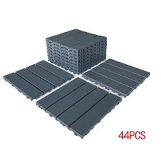 four different types of plastic pallets stacked on top of each other, all in grey