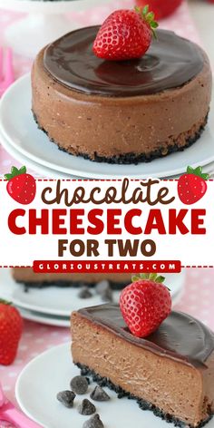 This Chocolate Cheesecake for Two Recipe is the best dessert recipe perfect for date night! Rich and creamy, this dessert delivers two perfectly sized 4” cheesecakes, making it an ideal indulgence for you and your favorite person! Romantic Desserts For Two, Cheesecake For Two, Night Dessert, Valentines Recipes Desserts, Romantic Desserts, Easy Dessert Recipe