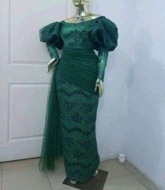 Green lace dress Traditional Luxury Gown With Lace Work, Luxury Green Lace Party Dress, Luxury Green Elegant Lace Dress, Luxury Traditional Gown With Lace Work, Luxury Green Lace Dress For Party, Luxury Semi-stitched Lace Work Gown, Emerald Green Lace Bridesmaid Dresses African, Luxury Green Lace Dress, Nigerian Lace Dress