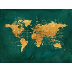 a green and gold world map