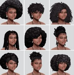 multiple images of different types of curly hair