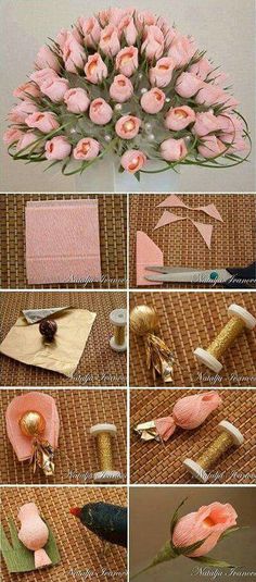 how to make flowers out of paper and gold foil - step by step instructions on how to make them