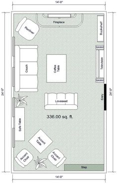 a floor plan for a living room and bedroom