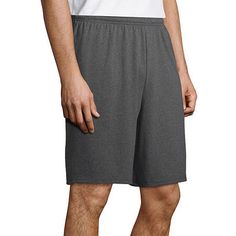 Gear up for a HIIT workout or a casual walk wearing this pair of men's active shorts from Champion. They are made from breathable cotton-jersey with an elastic-waistband and side slip pockets. Front Style: Flat FrontClosure Type: Full ElasticFit: Loose FitPockets: 2 Front Slip PocketsRise: At WaistShort Length: Mid LengthFiber Content: 100% CottonFabric Description: JerseyInseam: 10 InCare: Machine Wash, Tumble DryShorts Type: Workout Shorts, Running ShortsCountry of Origin: Imported Cotton Shorts For Sports Events, Gray Moisture-wicking Athletic Shorts With Relaxed Fit, Relaxed Fit Gray Athletic Shorts With Moisture-wicking, Athletic Fit Cotton Shorts For Athleisure, Cotton Shorts With Elastic Waistband For Sports, Athletic Fit Cotton Bottoms With Go-dry Technology, Athletic Fit Cotton Shorts, Gray Moisture-wicking Athletic Shorts, Comfortable Cotton Athletic Shorts With Moisture-wicking