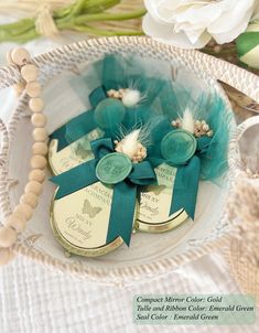 some green and white items in a bowl on a doily with flowers behind it