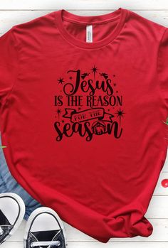 Our Jesus is the Reason for the Season shirt is a great gift for a Christmas. The comfortable fit and cool design of this Faith shirt means that it feels just as good to wear as it is to look at. If you've been looking for a Jesus Christmas Shirt t-shirt for yourself, or your favorite family member, you should get this Christmas Jesus is the Reason tee today. Bella + Canvas Brand Shirt ▶Unisex Adult Sizing ▶See Our Size Chart For Proper Sizing ▶Rolled sleeves are for styling purposes only ▶Props used in photos are not included with the purchase. ✈ PROCESSING & SHIPPING ✈ Processing Time: 1-2 weeks Standard Shipping: 2-5 business days after processing time ❤ Returns & Exchanges ❤ We know you will love your shirt! We have a no return and exchange policy due to the made to order nature of our Christmas Tshirt Designs, Christian Wishes, Quotes Faith, Jesus Christmas, Shirt Business