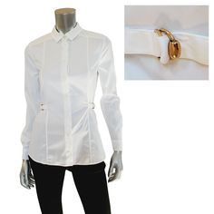 Designer: Gucci Size: It 40 / Us 4 (Conversion Per Designer's Website) Condition: Authentic And Brand New Style Name / Number: 292840 Zx110 900 Material: 72% Cotton, 23% Polyamide, 5% Elastane Unique Features: Stunning White Shirt With Dart Detaling, Signature Logo Buttons And Cinched Waist. Ties At Waist Accentuate The Waistline And Are Adorned With The Bit Buckle That Is Iconic Gucci. Color: White, Please Note That Color Appearance May Vary Depending On Your Monitor Settings Measurements: Plea Gucci Luxury Formal Blouse, Elegant Gucci Office Blouse, Luxury Gucci Blouse For Formal Occasions, Luxury Formal Gucci Blouse, Luxury Formal Blouse By Gucci, Gucci Fitted Tops For Spring, Fitted Gucci Tops For Spring, Elegant White Gucci Top, Gucci Spring Workwear Shirt