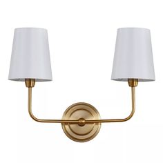 Inspired by the posh style of classic five-star hotels, this modern Safavieh Ezra two-light wall sconce elevates any space. House Lighting, French Country Cottage, Lowes Home Improvements, Half Bath, Light Sconces, Brass Gold, Let There Be Light, New Wall, Light Wall