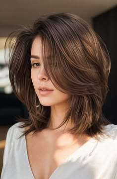 30 Cute Medium & Long Layered Haircuts & Hairstyles Medium Long Layered Haircuts, Haircut Ideas Brown Hair, Sleek Short Hair, Long Hair Highlights, Woman Hairstyles, Ideas Haircut, Hair Dye Ideas, Hairstyle Short, Layered Haircuts For Medium Hair