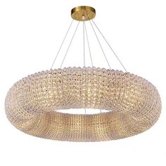 a large chandelier with many lights hanging from it's center circle shape