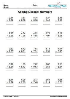 the addition worksheet for adding and subming numbers