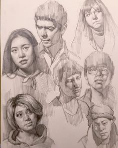 a drawing of people with different facial expressions