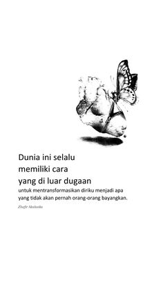 an advertisement with a butterfly flying over it's head and the words dunia in selau membilidii cat a varing