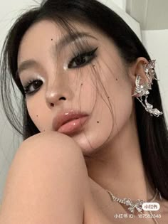 Asian Hairstyles Prom, Aesthetic Prom Makeup Looks, Makeup To Go With Dark Blue Dress, Occasional Makeup Dr, Prom Makeup Asian Eyes, Douyin Makeup Grunge, Metallic Silver Eyeliner, Enhypen Concert Makeup Ideas, Makeup Ideas Edgy