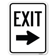 an exit sign with the right arrow pointing to the left, on a white background