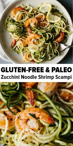 zucchini pasta with lemon garlic shrimp and spinach pesto is the perfect meal