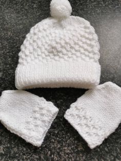 Brand new hand knitted baby hat and mittens set. Fits 0/3 months Baby Hat And Mittens, Knitted Baby Hat, Baby Hats Knitting, Hand Knit Hat, Knitted Baby, Baby Hat, Knitted Hat, Clothing Sets, Baby Hats