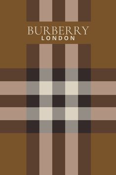 the burberry london logo is shown on a brown plaid background with tan and black squares