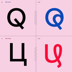 four different types of letters with the letter q in each one's upper case