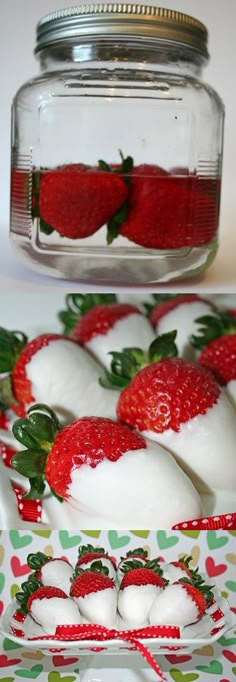 strawberries and marshmallows in a glass jar