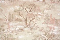 an old wallpaper with trees and snow on it