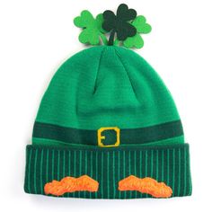 Get into the St.Patrick's Day spirit all the way with our original and fun Leprechaun Knit Beanie Hat.  This hat is not your boring St. Patrick's Day  hat and is sure to be a hit and a new staple of your holiday attire.  It is the perfect hat to wear all season and show off your holiday spirit.  We like to wear especially for parades, fun runs and every other occasion!   Our Leprechaun Knit Beanie Hat is made from 100% soft acrylic making this hat extra comfortable and warm. We know you do not w St Pattys Day Outfit, Woven Hat, Pilgrim Hat, Holiday Attire, Fun Run, Touch Screen Gloves, Winter Beanie, St Pattys Day, Knit Beanie Hat