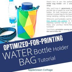 a water bottle holder is shown with the text, optimized for printing