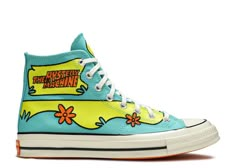 Scooby Doo X Chuck 70 High 'The Mystery Machine' - Converse - 169072C - pool blue/sulfur spring/egret | Flight Club Scooby Doo Merch, The Mystery Machine, Adidas Zx 8000, Mystery Machine, Book Merch, Dr Shoes, Pool Blue, Custom Converse, Anime Clothes