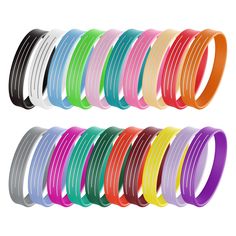 PRICES MAY VARY. 【What You Get】: You will get 20 pieces of laser engraved lines unisex silicone wristbands in 20 different bright colors and each style has 1 piece, sufficient quantity for your daily wearing and replacement, exercise, party, competition, school activity and other use. 【Size】: Width: 0.47 inch/12 mm, thickness: 0.08 inches /2 mm. Circumferences : 7.95 inch/202mm. Our unisex silicone bracelets are suitable for adults, men, women, and teens. 【Silicone Material】: Made of soft silico School Activity, Sports Party, Wristband Bracelet, Skin Allergies, Party Events, Silicone Bracelets, Wristbands, Color Lines, Silicone Material