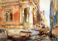 watercolor painting of an old building in venice