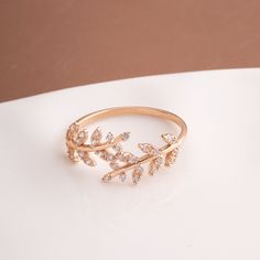 14K 18K Real Gold Leaf Ring, Minimalist Engagement Ring, Elegant Leaf Stacking Ring, Dainty Olive Leaf Ring is a Perfect Gift Idea for Her 📘 D E T A I L S * Solid Gold (real gold, no gold-filled or no gold plated material) * Karat: 14 K (585), 18K (750) * Gold color: Yellow, rose, and white * Ring width: 9mm 🎁 P A C K A G I N G * All items are nicely packaged ready to gift in jewelry boxes. * You can add the text that you want to be written on the gift card when you are ordering. ✉️ C U S T O Engagement Ring Elegant, Gold Leaf Ring, Leaf Rings, Rose Gold Anklet, Olive Leaf Ring, Gold Leaf Rings, Gold Rings Simple, Branch Ring, Ring Elegant