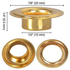 an image of brass plated metal knobs and washers for furniture or cabinet doors