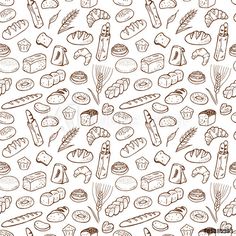 seamless pattern with bread and pastries