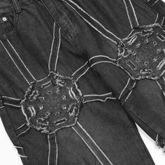 Men’s Punk Spider Straight Leg Jeans  Material: Cotton  Size: S, M, L, XL Color: Black  Season: Spring, Fall,   Occasion: Leisure, Outdoor, Daily, Vacation,Fall Outfits Black Distressed Gothic Bottoms, Gothic Black Distressed Bottoms, Wide Leg Jeans Men, Mens Wide Leg Pants, Punk Jeans, Good Raps, Y2k Punk, Oversized Jeans, Loose Trousers