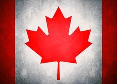 a canadian flag with a red maple leaf on the front and white background that is grungy