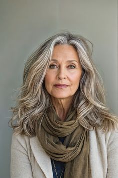 Discover 20 beautiful long hairstyles for women over 60, showcasing how long locks can frame the face and add a youthful glow at any age. Long Hair With Highlights, Hair With Highlights And Lowlights, Long Hair Older Women, Long Hairstyles For Women, Long Hair Highlights, Hair With Highlights, Hairstyles For Women Over 60