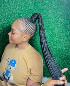 Bridesmaids Hairstyles With Braids, Small Braided Ponytail, Latest Hair Braids Styles 2024 For Women, Feedin Braids Ponytail, Cornrow Ponytail Styles, Quick Braid Styles, Feed In Braids Ponytail, Latest Braided Hairstyles, Latest Hair Braids