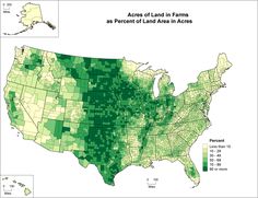 a map shows the percentage of land in each state, as well as percent of land area