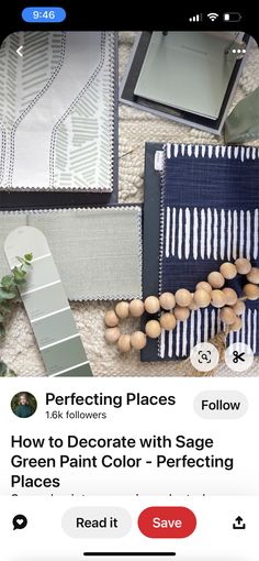 the screen is showing how to decorate with sage green paint color - perfecting places