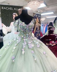 Sage Green And Lavender Quinceanera Dress, Sage Green And Purple Quince Dress, Sage Green And Purple Quinceanera Theme, Green And Purple Quinceanera Dresses, Purple And Green Quinceanera, Fairy Tale Quince, Lilac Sweet 16, Lavender Quince Dress, Butterfly Quinceanera Dress