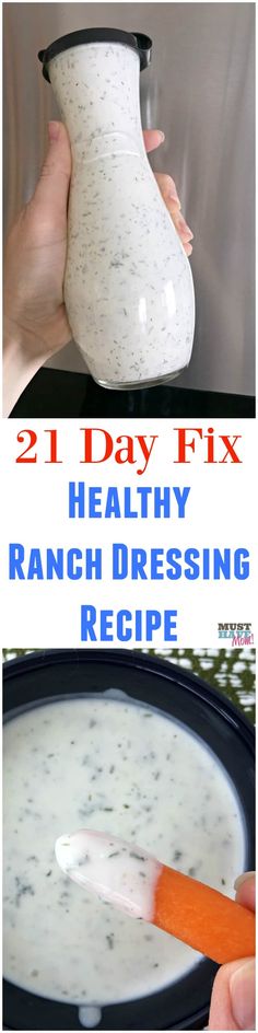 the recipe for ranch dressing is shown in two different pictures, one with carrots and another with broccoli