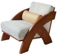 a chair that is made out of wood and fabric