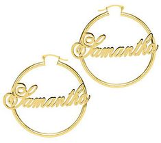 A lovely look that's just for you, these personalized hoop earrings light up any room with your trademark glow. Bvlgari Jewelry, Gold Jewelry Earrings, Gold Plated Sterling Silver, Gold Earrings, Light Up, Gold Bracelet, Gold Plate, 14k Gold, Hoop Earrings