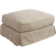 a beige ottoman with a pleated skirt on it