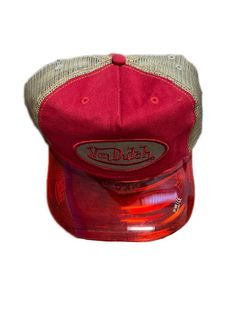 Red Trucker Hat With Visor, Red Retro 5-panel Hat, Retro Red 5-panel Hat, Red 5-panel Trucker Baseball Cap, Red Trucker Style 5-panel Baseball Cap, Red Trucker 5-panel Baseball Cap, Retro Red Hat For Outdoor, Retro Red Baseball Cap For Outdoor, Retro Red 5-panel Baseball Cap