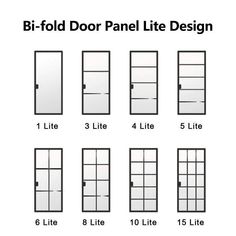 different types of doors and windows with the names in each window, which are labeled