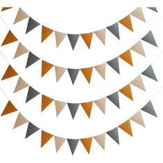 an orange and gray bunting banner hanging from the ceiling