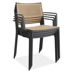 an outdoor chair with woven seat and back